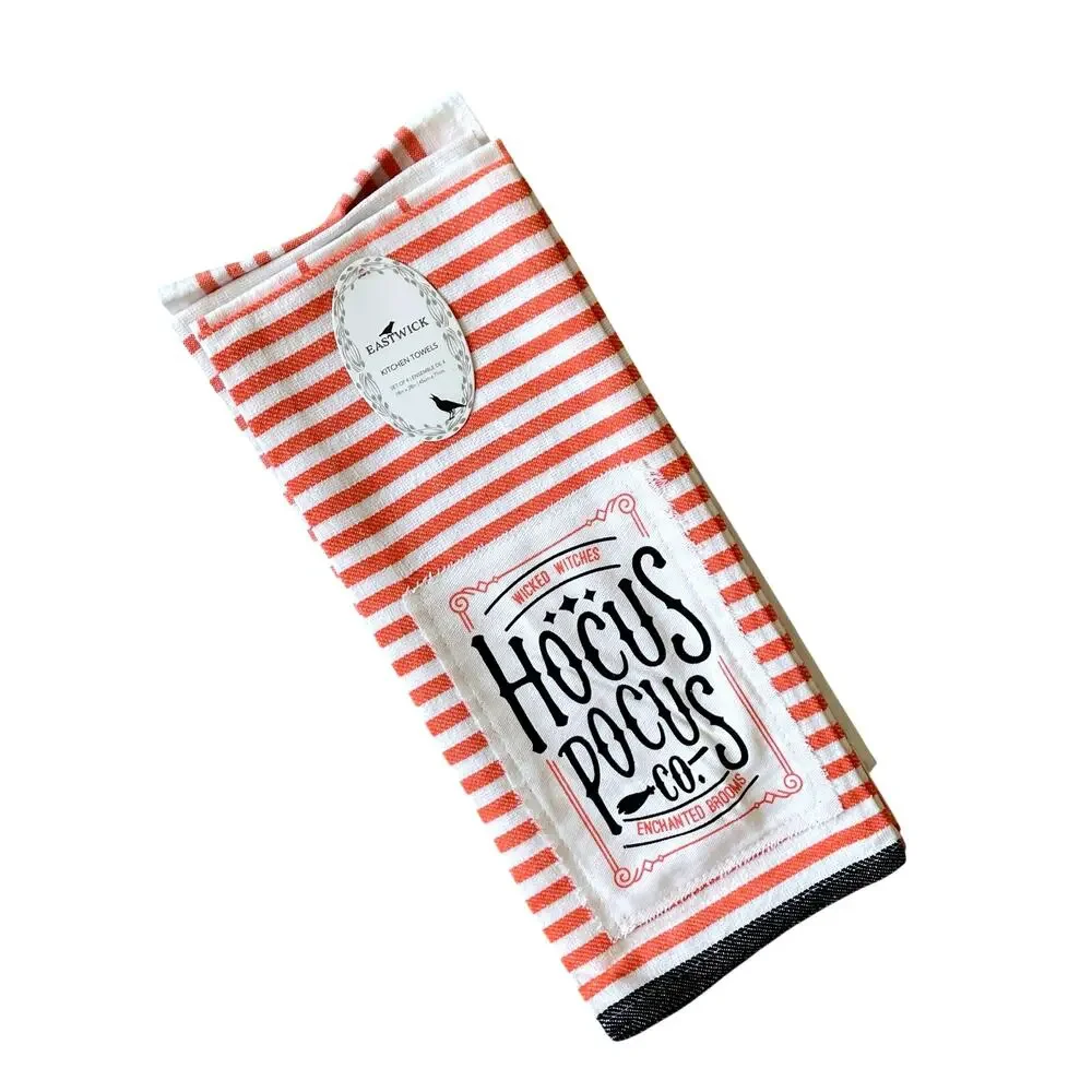 4pc Halloween HOCUS POCUS Kitchen Towels 18x28 Orange White Black New